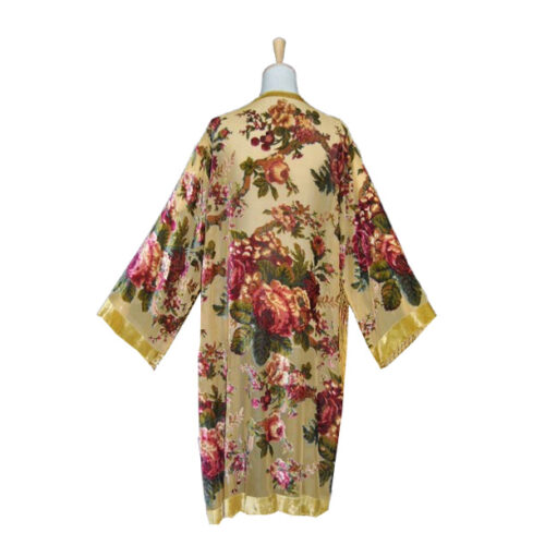 Kimono de terciopelo devore oro con flores Julunggul