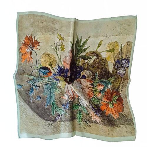 Pañuelo de seda de mujer estampado Flores Julunggul