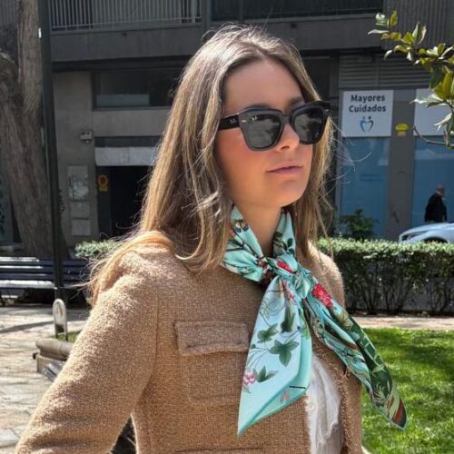 Pañuelo de semi seda de mujer verde mar 1 Julunggul
