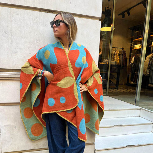 Poncho capa Caldero y azul Julunggul
