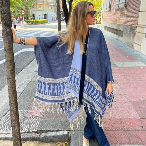 Poncho capa reversible Azul Julunggul