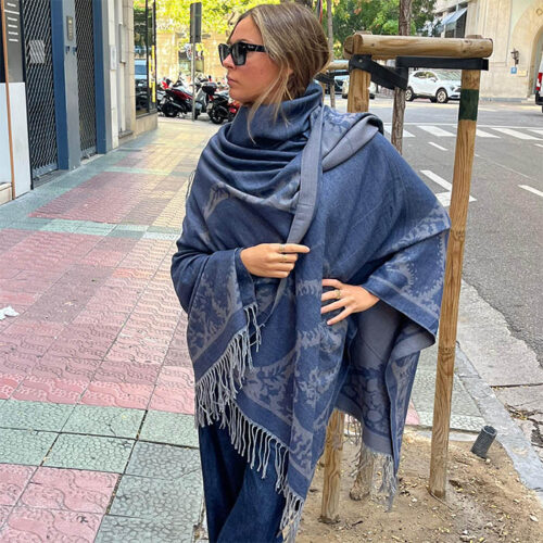 Poncho capa reversible Estampado Azul Julunggul