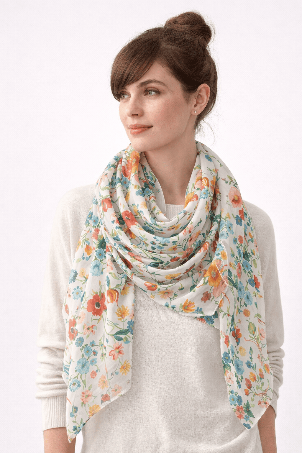 Fular de seda Flores Japón - Imagen 3