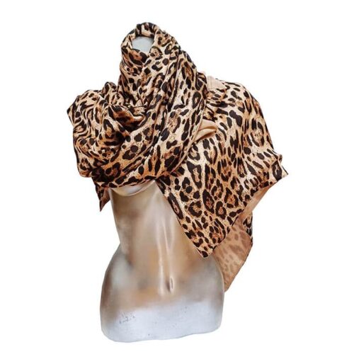 Fular de seda reversible Leopardo cámel Julunggul