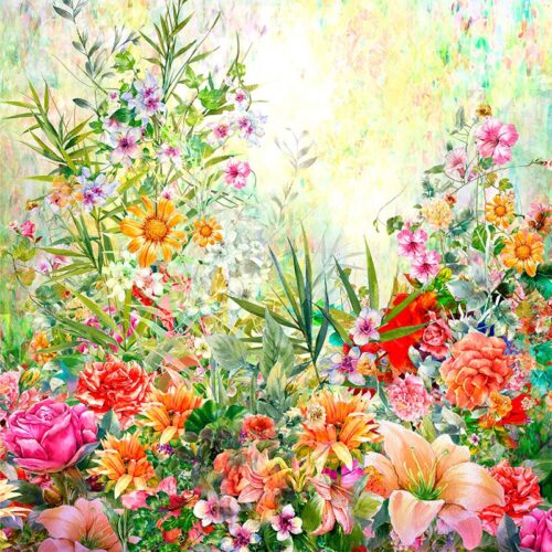 fular de seda panuelo flores beige julunggul
