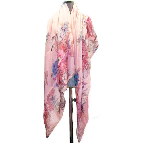 fular de seda panuelo flores rosa 1 1