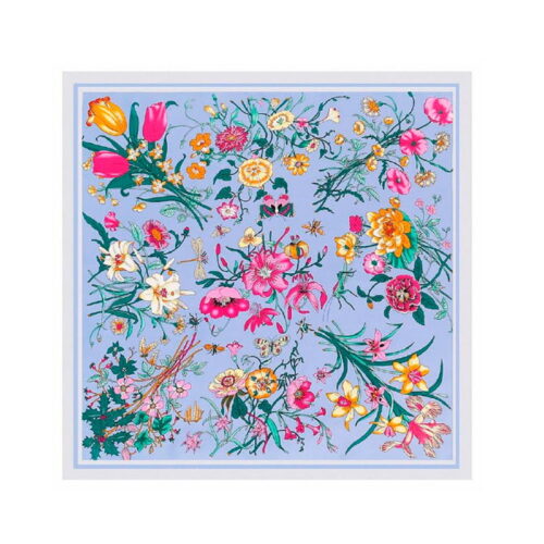 panuelo semi seda 130 azul flores