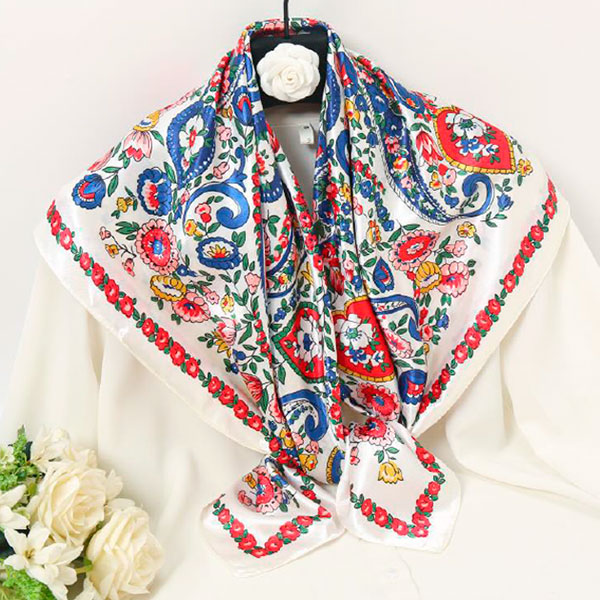 pañuelos-de-mujer-de-imitación-seda-blanco-y-flores-rojo-y-azul