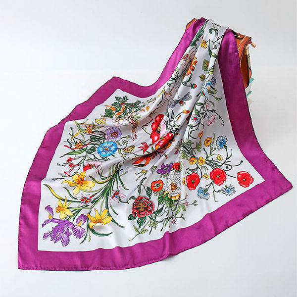 pañuelos-de-mujer-de-imitación-seda-de-flores-blanco-y-violeta