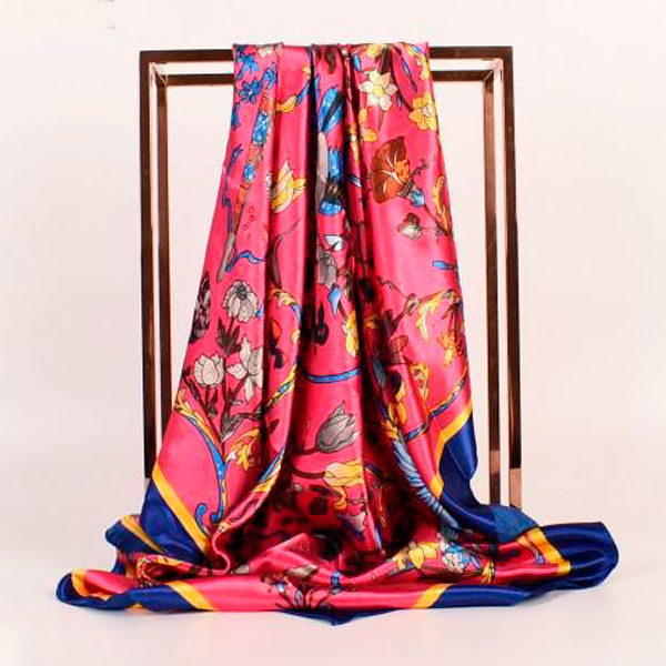 pañuelos-de-mujer-de-imitación-seda-flores-fucsia-y-azul