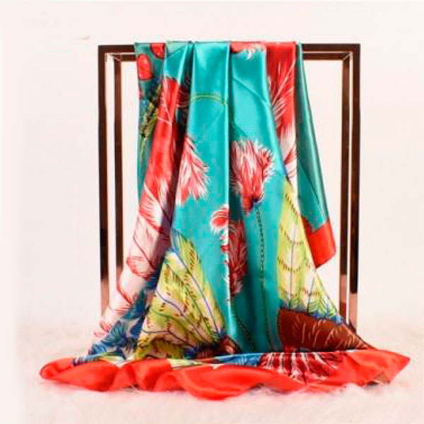 pañuelos-de-mujer-de-imitación-seda-turquesa-y-coral