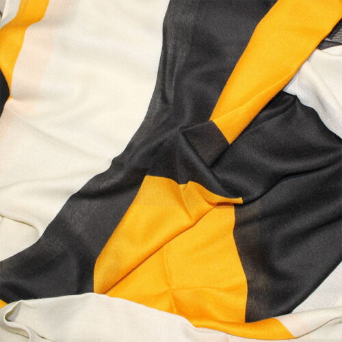 bufanda fular de viscosa amarillo blanco negro 1