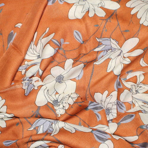 bufanda fular de viscosa flores beige
