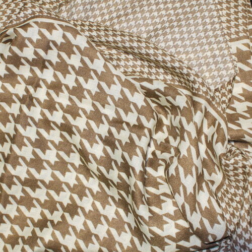 bufanda fular de viscosa pata de gallo camel beige 1
