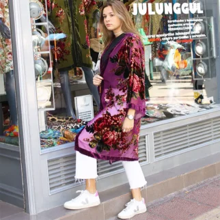 kimono terciopelo devore berenjena 1