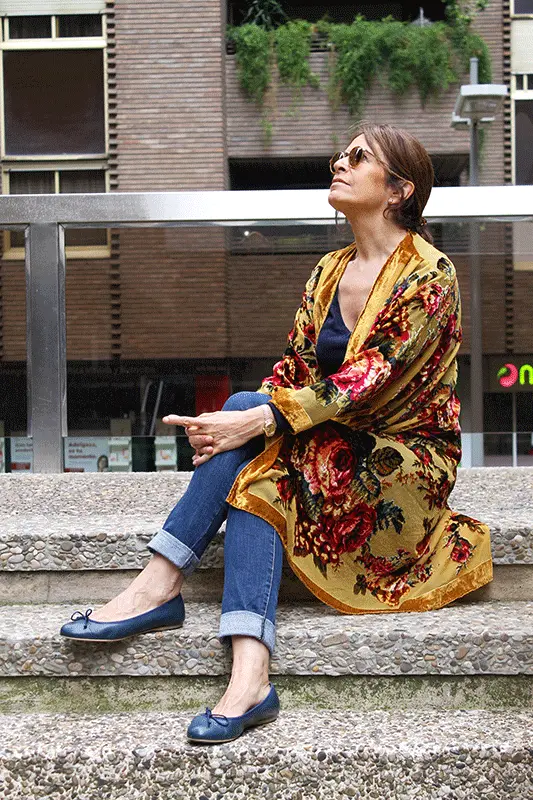 kimono terciopelo devore flores julunggul