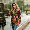 kimono de cretona azul con flores
