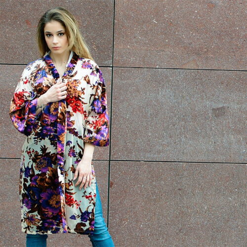 kimono de terciopelo devore flores