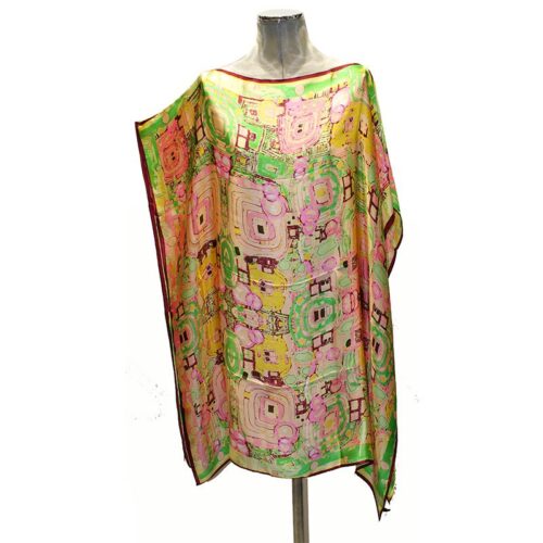 caftan bluson de seda panuelos rosa verde