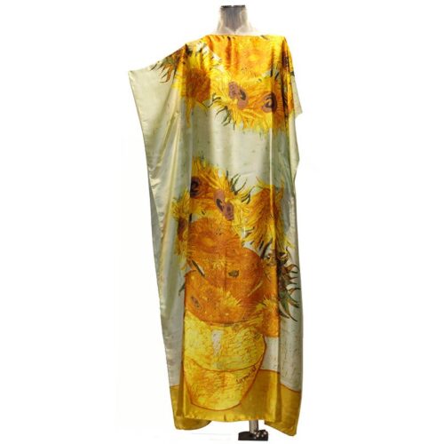 caftan largo de seda panuelos girasoles