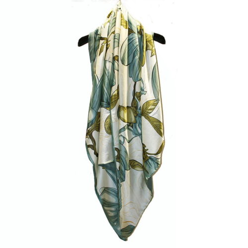 fulares de semi seda flores verdes julunggul 1