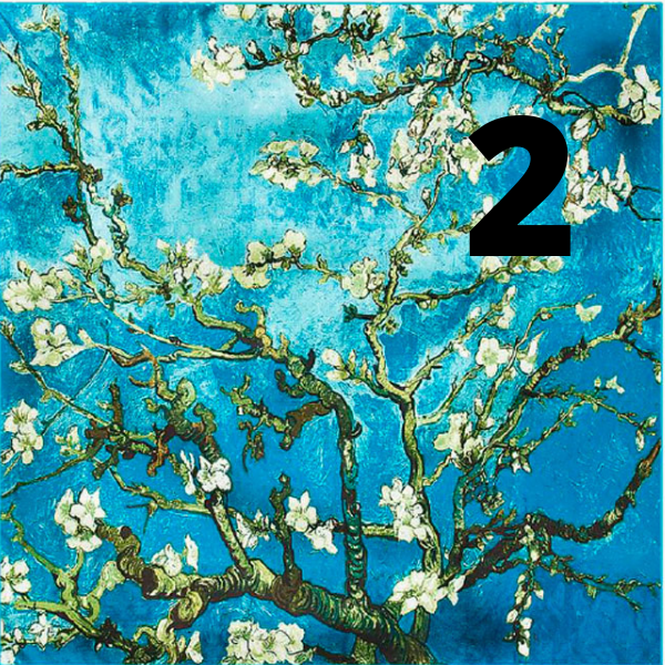 pañuelo grande XL de semi seda azul Van Gogh