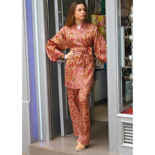 pantalon y kimono de seda flores 1 julunggul