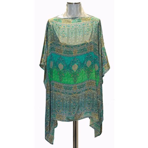 caftan bluson de semi seda verde y turquesa julunggul