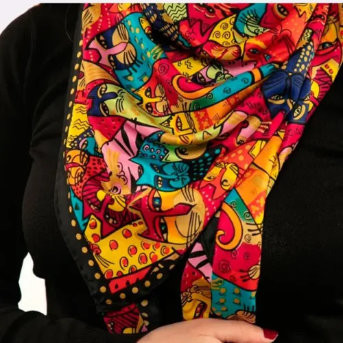 panuelo de seda gatos