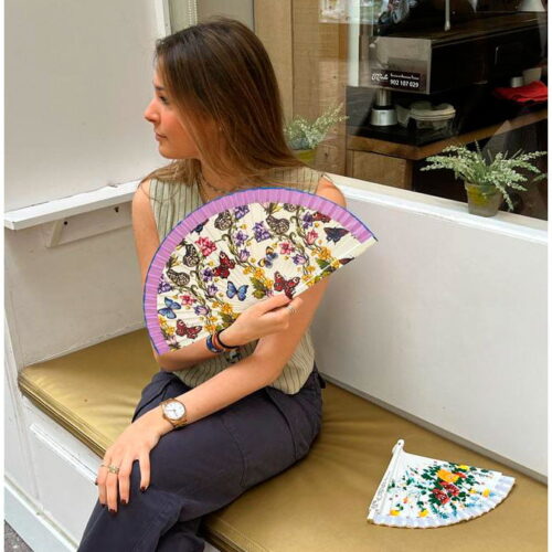 abanico blanco con mariposas julunggul