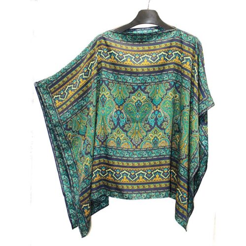 caftan bluson de semi seda verde y azul julunggul