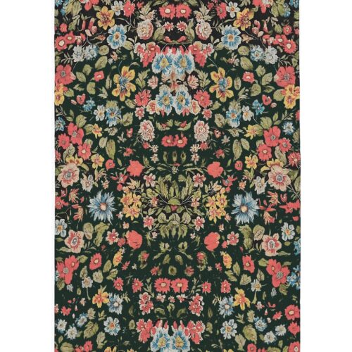 Fular de seda Negro con flores