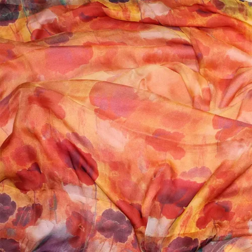 fular de seda reversible Amapolas coral de julunggul