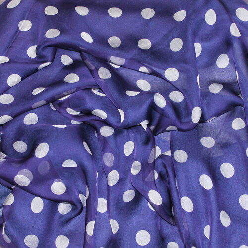 fular de seda reversible Azul marino con lunares blancos de julunggul