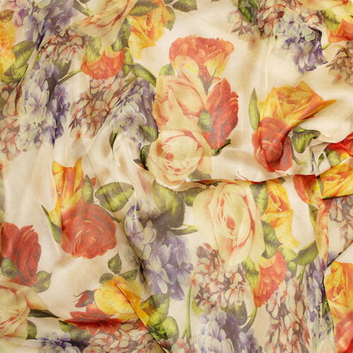 fular de seda reversible Flores beige de julunggul