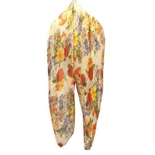 fulares de seda reversible Flores beige de julunggul