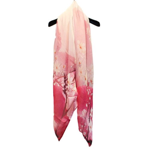fular de seda con forro de mujer Japon rosa