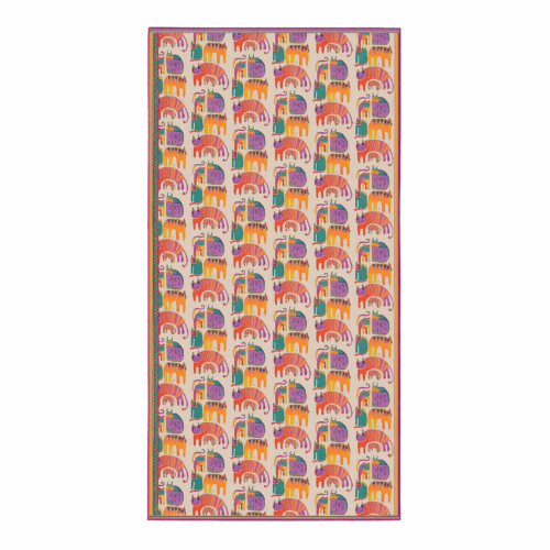 Fular de seda beige con gatos de colores JUlunggul