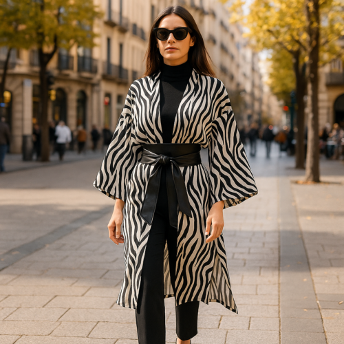 Kimono de semiseda Cebra