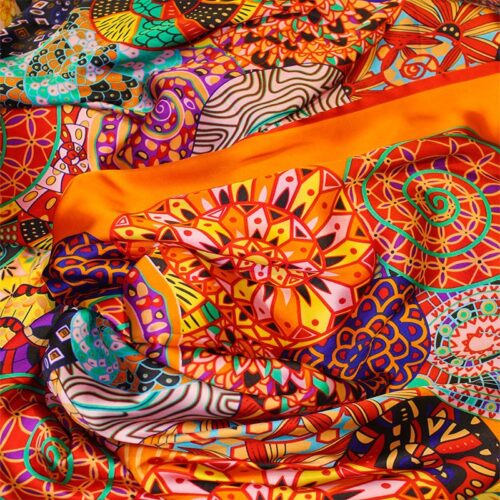 fulares de semi seda caracolas naranja julunggul