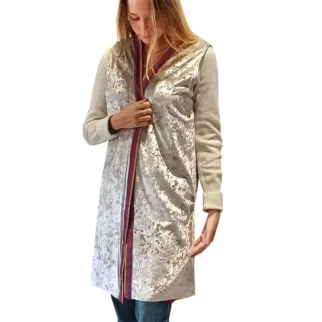 chaleco reversible de terciopelo y semiseda beige julunggul