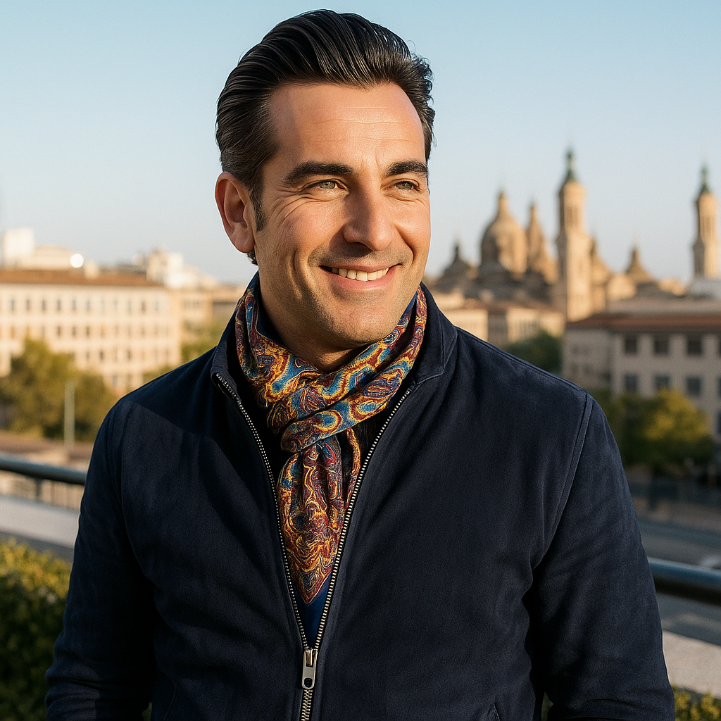 Fular de semiseda azul marino paisley Julunggul