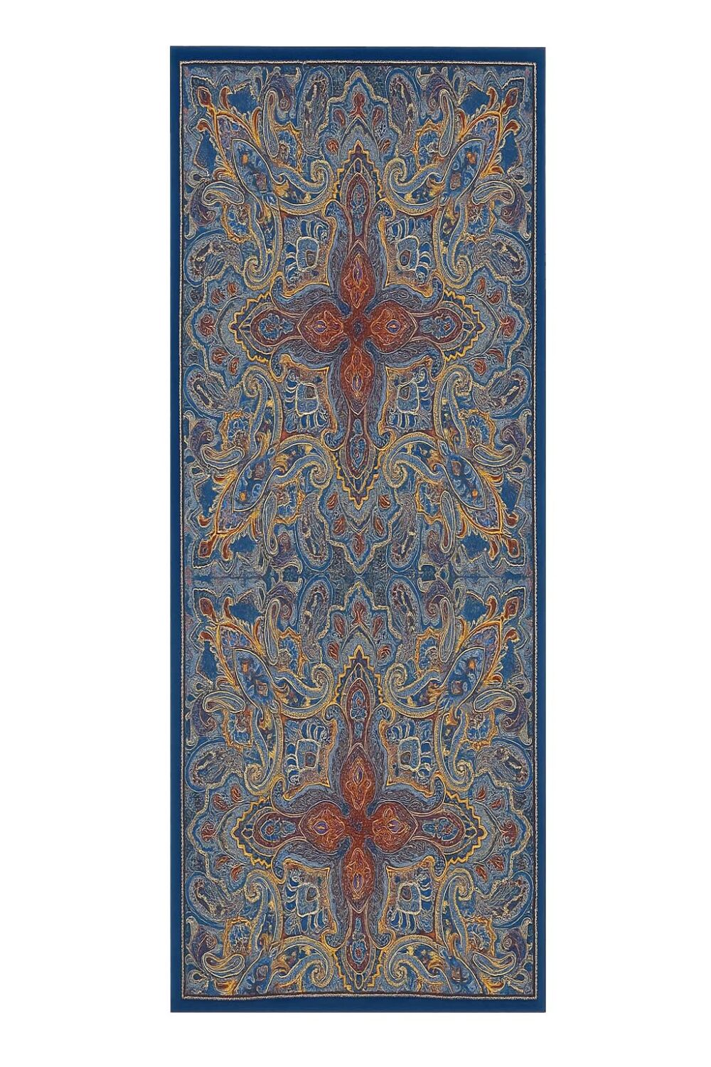 Fular de semiseda paisley azul marino Medallones Julunggul