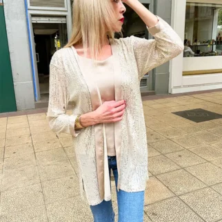 chaqueta de lentejuelas y raso champagne 2