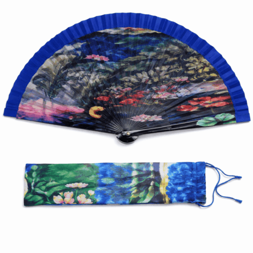 Abanico con funda esmaltado azul nenufares de Monet Julunggul