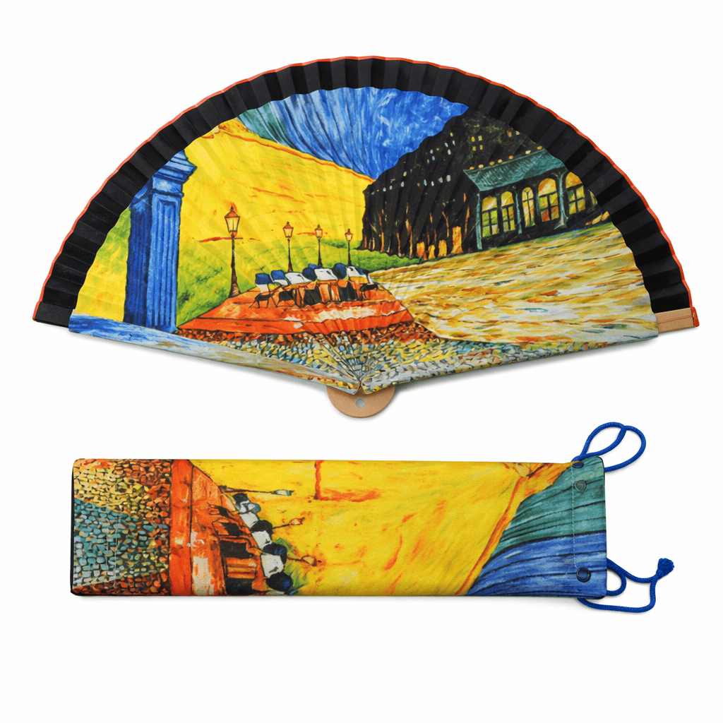 Abanico pintado con funda colores Van Gogh 1 Julunggul