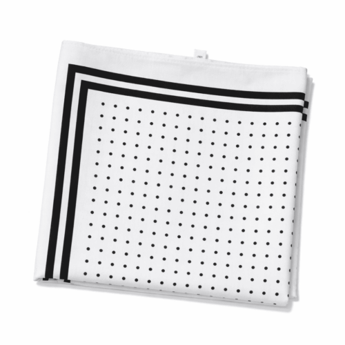 Pañuelo de semi seda 90x90 cm blanco con lunares negros