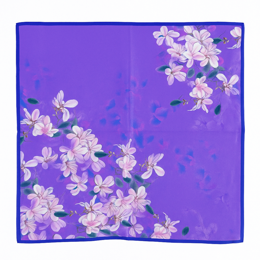 Pañuelo de semiseda 70f0 cm rosa y azul Julunggul