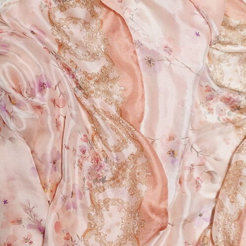 Fular de seda reversible rosa salmon Julunggul
