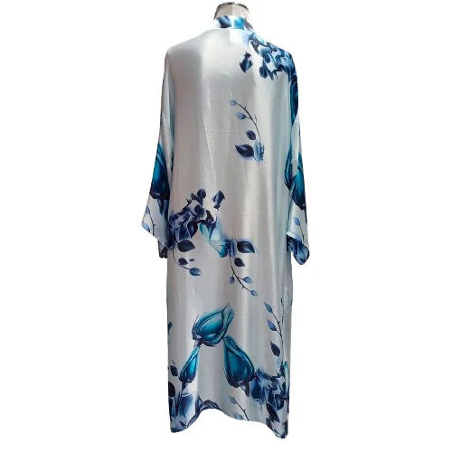 kimono largo de semiseda azul Julunggul